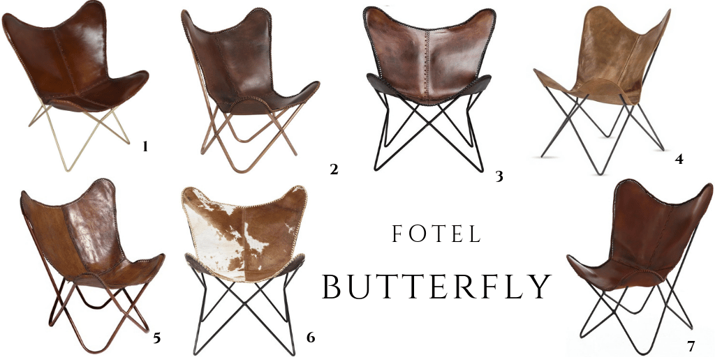 krzesło butterfly z brązowej skóry
