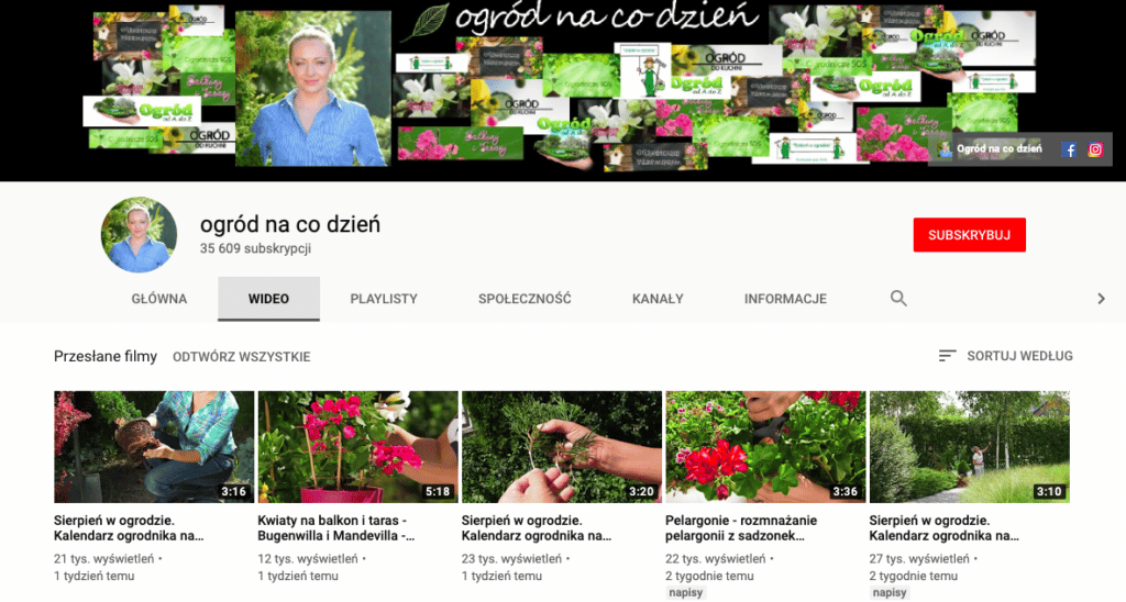kanał na youtube o kwiatach ogród na codzień