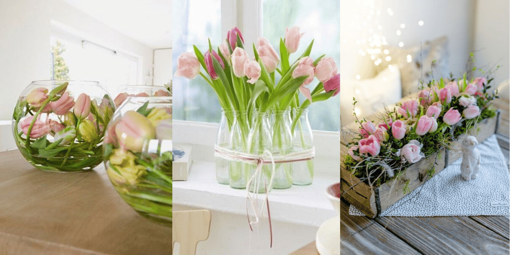 różowe tulipany kompozycje wiosenne dekoracje