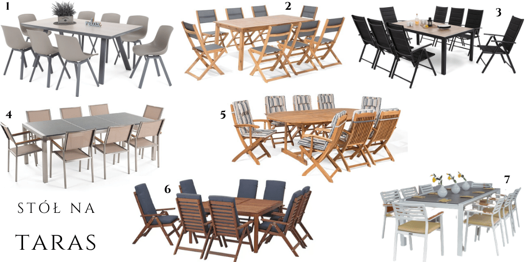 stół z krzesłami na taras balkon ogród ośmioosobowy dla 8 osób 8-osobowy 8 krzeseł