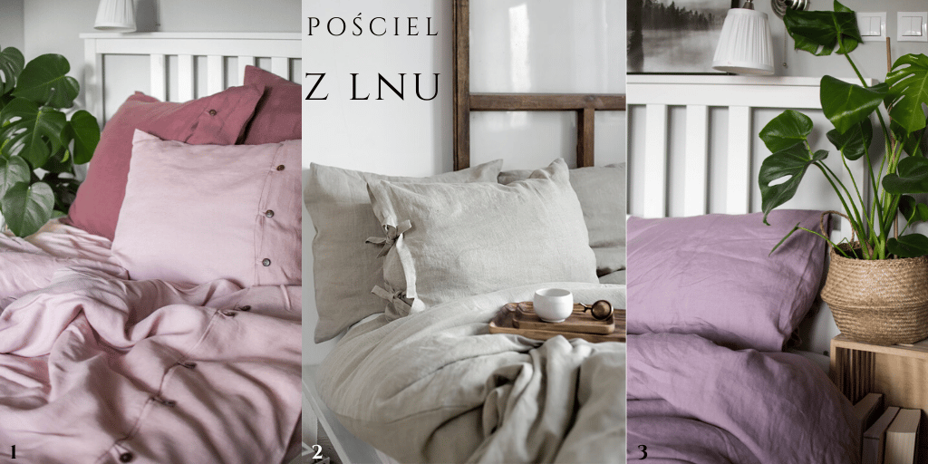 polska marka pościeli poszewki z lnu z guzikami różowe fioletowe