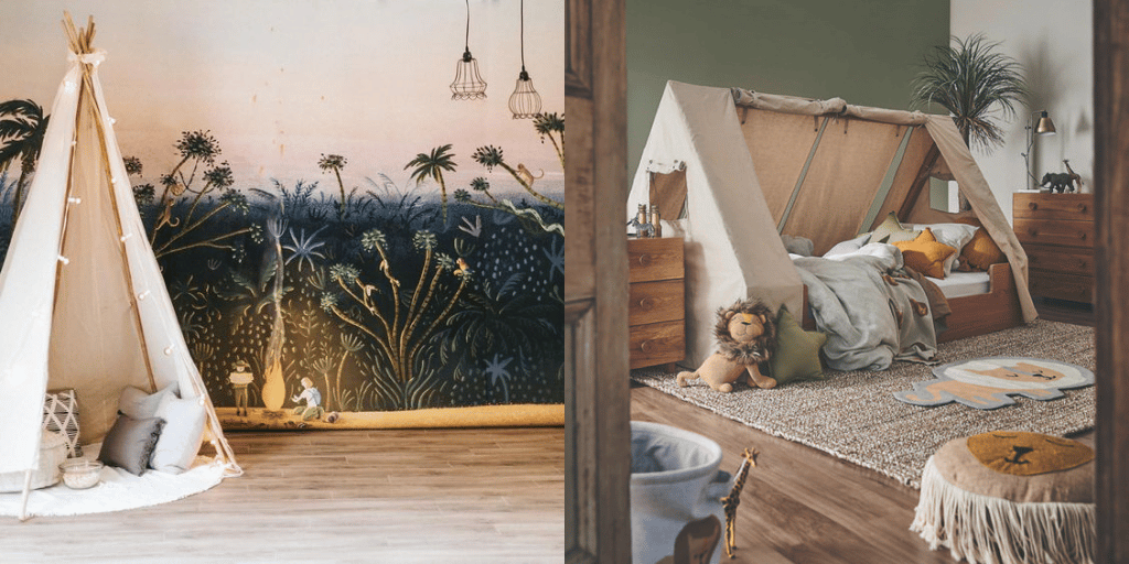 tipi łóżko namiot w pokoju dziecka safari egzotyczna dżungla 
