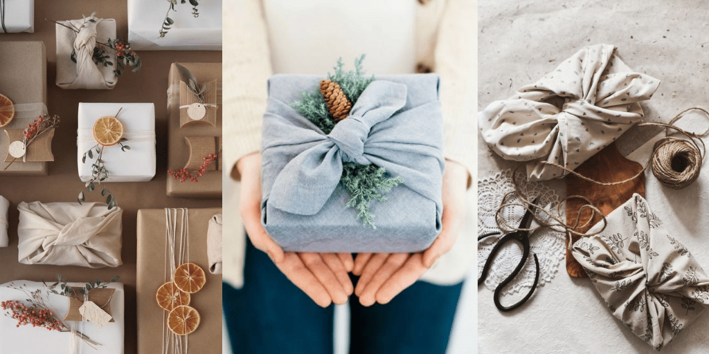 pakowanie prezentów w materiał serwetę obrus tkaninę Jak zapakować prezenty świąteczne