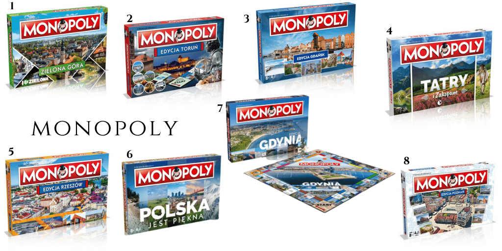 monopoly z polskimi miastami obszarami wydania limitowane kolekcjonerskie 