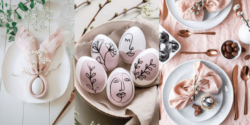 różowe dekoracja na Wielkanoc nowoczesne pisanki 