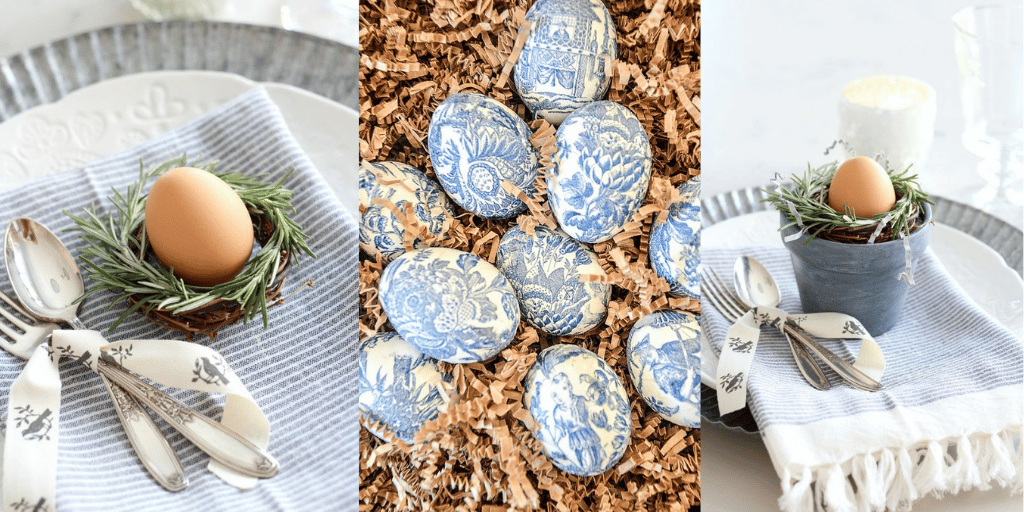 niebieskie ozdoby na Wielkanoc prosta dekoracja wielkanocna 