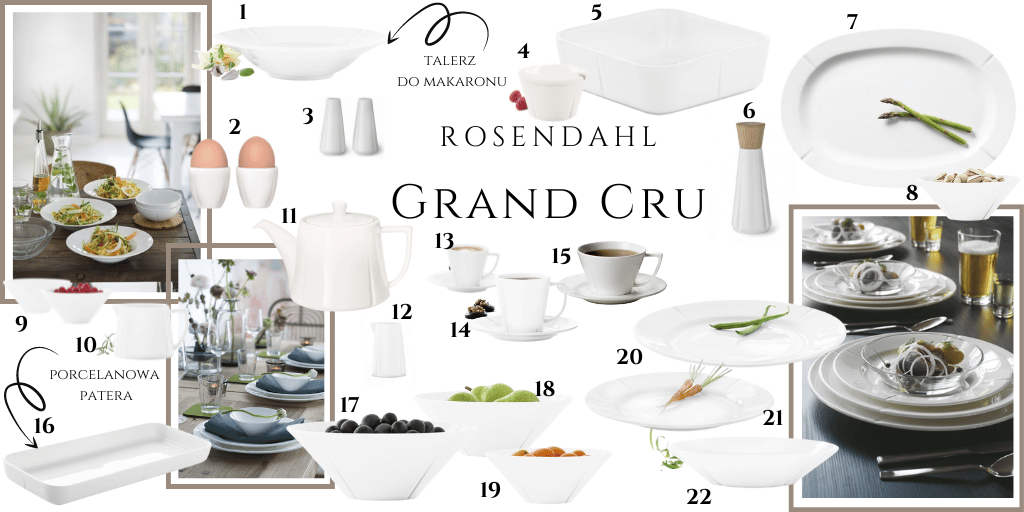 rosendahl grand cru deco skład biała zastawa stołowa naczynia białe z których można stworzyć serwis obiadowy i kawowy 