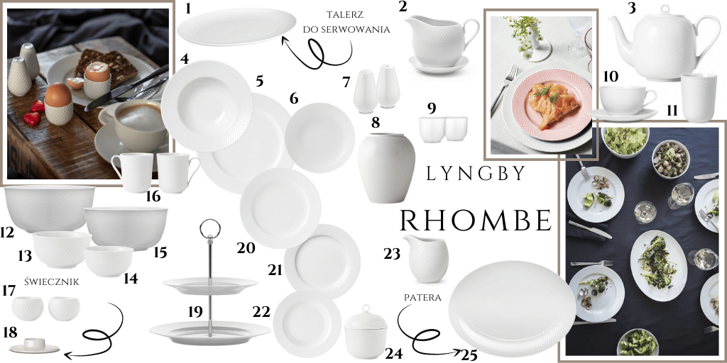 lyngby rhombe deco skład białe naczynia które można kupować osobno i zrobić z nich zastawę stołową 