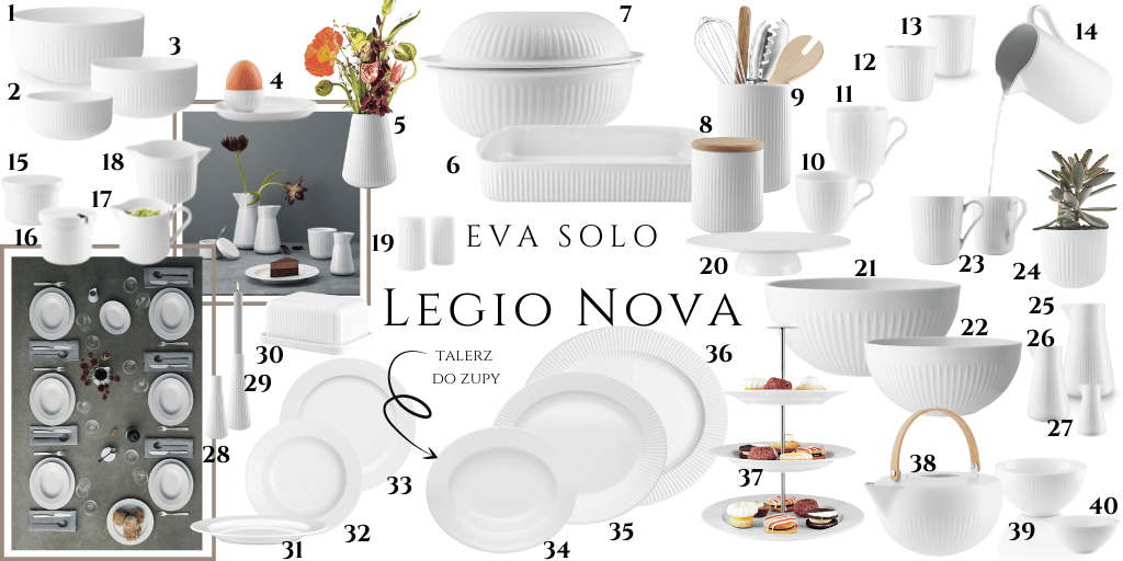 eva solo legio nova deco skład ładna dekoracyjna porcelana serwis obiadowy i kawowy do domu biała zastawa stołowa 