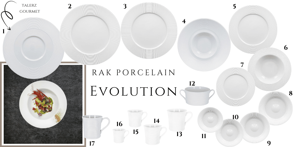 biała zastawa stołowa która ma talerz gourmet porcelana rak evolution białe talerze w paseczki 