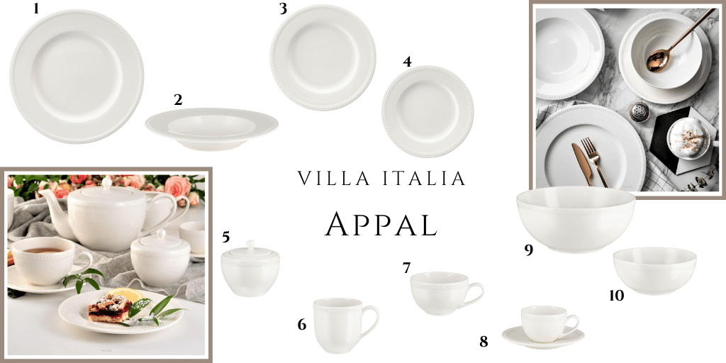 ładne talerze białe z delikatnym wzorem sznurka villa Italia Appal